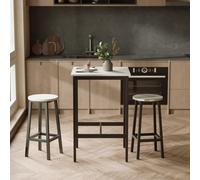 Bar Table, Tall Kitchen Table for Breakfast, Dining Room Table, Vintage White + Black