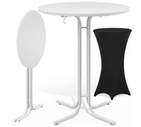 Bar table white 110x80cm + bar table cover black Ø80cm
