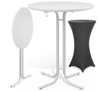 Bar table white 110x80cm + bar table cover grey Ø80cm