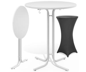 Bar table white 110x80cm + bar table cover grey Ø80cm