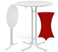 Bar table white 110x80cm + bar table cover red Ø80cm