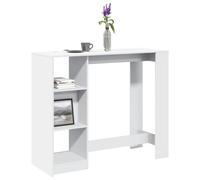 Bar Table White 124x46x103.5 cm Engineered Wood Matte 3-Shelf Indoor Use Storage