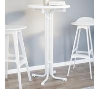 Bar Table White 60x110cm Engineered Wood Top Powder-Coated Steel FoldableCompact