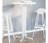 Bar Table White Ø70x110cm Engineered Wood Top Powder-Coated Steel Foldable Easy