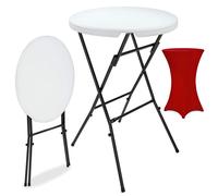 Bar table white Ø72cm + bar table cover Bordeaux Ø70cm