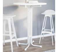Bar Table White 80x110cm Engineered Wood Top Powder-Coated Steel Foldable Stable
