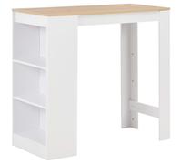 Bar Table White Engineered Wood 110x50x103 cm 3-Tier Shelf Compact White-Brown