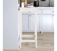 Bar table white solid pine 50x50x110 cm rustic bistro high table for home patios