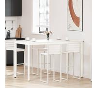 Bar Table White Solid Pine Wood 180x90x105cm Industrial Metal Legs Sturdy H-beam