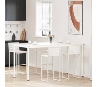 Bar Table White Solid Pine Wood 200x100x105 cm H-Beam Industrial Minimal Dining
