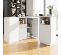 Bar Table with Marble Worktop, 360° Swivel Kitchen Island for Kitchen, Living Room, 198.5L x 30W x 72.5H cm, White Aosom UK