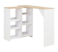 Vidaxl Bar Table With Moveable Shelf White 138X39X110 Cm, White