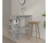 vidaXL Bar Table & Storage Rack Concrete Grey 100cm Engineered Wood UK NEW