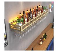 Bar Unit Floating Shelves, Wall-Mounted Wine Racks with LED Light Inverted Wine Glass Rack Multifunctional Iron Bottle Holder Simple Hanging Goblet Rack for Home Bar Dining Room De