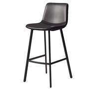 Bar Vintage Rustic Pub Kitchen Counter Barstool Backrest Fabric Leather High Dining Stool Seat Height:75cm with Metal Legs (Black 60~80cm)