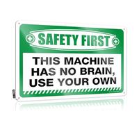 Bar Wall Decor Safety First This Machine Has No Brain, Use Your Own Tin Sign Man Cave Signs And Decor Home Decor Men(30X40CM)