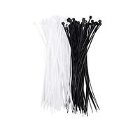 Barabesty 3mm x 150mm Wire Cable Zip Tie Organizer White Black 100 Pcs