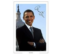 Barack Obama 44th US President Signed 12x8 Inch Photo Print With Pre Printed Signature Autograph Gift Artwork, Wall Art