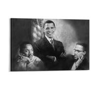 Barack Obama Martin Luther King Jr And Malcolm X Pastel Canvas Painting Poster Wall Art Decorative Picture Prints Modern Decor 12x18inch(30x45cm)