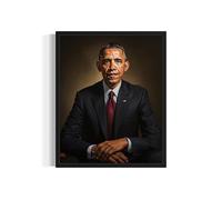 Barack Obama President Wall Art Print Poster, Official Presidential Portrait Artwork Decor Gallery Collection, Patriotic Historical Painting, Vintage Art Decor 40 (Barack Obama, 11 x 14 inches, Black
