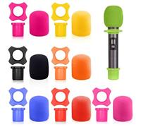 Barafat 8 Set Shakeproof Anti-Rolling Handheld Microphone Silicone Ring, Colorful Microphone Foam Windscreen Covers for KTV, Interview, Recording Studio, Performance, Speech