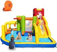 Baralir Bouncy Castle with Blower, Inflatable Water Slide with Obstacles, Dump Bucket, Long Slide, Climbing Wall, Water Cannon for Kids Indoor Outdoor