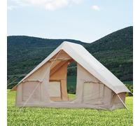 Baralir Inflatable Tent with Pump - 4-6 Person Blow Up with Stove Jack, 4 Season Waterproof Windproof Large Air, Outdoor Family Luxury Camping with Mesh Windows & Doors