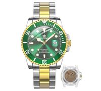 BARAMON Men's Automatic Watches, Diver Collection Sapphire Glass Skeleton Mechanical Stainless Steel Waterproof 41MM Rotating Bezel Wrist Watch for Men, Glod Green, Automatic watch