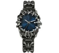 BARAMON Watch for Men Retro Fashion Vintage Wristwatch Casual Gothic Steampunk Quartz Analog Hand Watches Hip Hop Cool Alien Y2K Male Clock, Blue1