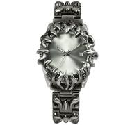 BARAMON Watch for Men Retro Fashion Vintage Wristwatch Casual Gothic Steampunk Quartz Analog Hand Watches Hip Hop Cool Alien Y2K Male Clock, Silver