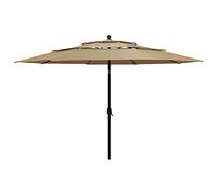 BaraSh 3-Tier Parasol with Aluminium Pole Taupe 3.5 m,Beach Parasol, Water Repellent, Light Protection, Easy to Open and Close, Garden Outdoor Parasol