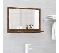 BaraSh Bathroom Mirror Smoked Oak 60x10.5x37 cm Engineered Wood,Wall-Mounted Mirror, Bathroom Mirror, Vanity Mirror, for the Living Room and Bathroom