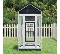 BaraSh Bird House Grey 91.5x53x170 cm Solid Wood Pine,Wooden Bird Aviary Outdoor Bird Cage for Finch, Canary