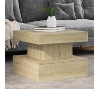 BaraSh Coffee Table with LED Lights Sonoma Oak 50x50x40 cm,Coffee Table, Coffee Table with Storage, Coffee Tables for Living Room with Led RGB Lights Drawer Storage and Open Shelf Centre Tea Table for