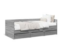 BaraSh Daybed with Drawers Grey Sonoma 100x200 cm Engineered Wood,Bed Single,Trundle Bed Frame Single,Bed Frame Pull Out Bed (Trundle Bed Single, No Mattress)