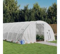 BaraSh Greenhouse with Steel Frame White 24 m² 6x4x2 m, Walk-in Polytunnel Greenhouse Tent with Zipped Roll-Up Door and Windows