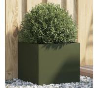 BaraSh Large Plant Pots Outdoor Trough Garden Planters with Drainage Hole Light,Planter Olive Green 42x40x39 cm Cold-rolled Steel