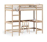 BaraSh Loft Bed with Desk 100x200 cm Solid Wood Pine,Bunk Bed for Kids, Wooden Bunk bed Double Single Bed, for Kids