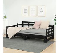 BaraSh Pull-out Day Bed Black Solid Wood Pine 2x(90x200) cm,Salvaspazio,Convertibile Sofa Bed,Day Bed,Pull-out Day Bed