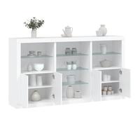 BaraSh Sideboard Modern Cabinet Matt Body and High Gloss Doors Sideboard LED Lighted,Sideboard with LED Lights White 181.5x37x100 cm