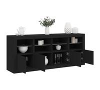BaraSh Sideboard Modern Cabinet Matt Body and High Gloss Doors Sideboard LED Lighted,Sideboard with LED Lights Black 163x37x67 cm