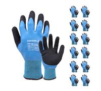 Baratec 12 Pairs of Waterproof Latex Safety Gloves - Perfect Waterproof Work Gloves Medium for Men & Women, Ideal for Gardening and Work Safety - Ensuring Maximum Protection - Size 8