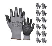 Baratec 12 x Super Grip Flat Nitrile Safety Work Gloves, Men's Women's Flexible Maximum Grip Working, Optimal For Handling, Assembly Work, Manufacturing, Warehousing, Automotive, Engineering, Size XXL