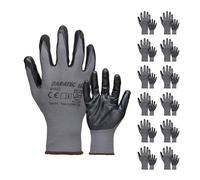Baratec 12 x Super Grip Flat Nitrile Safety Work Gloves, Men's Women's Flexible Maximum Grip Working, Optimal For Handling, Assembly Work, Manufacturing, Warehousing, Automotive, Engineering, Size M