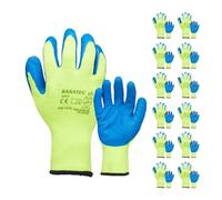 Baratec 12 x Thermal Insulated Heavy Duty Latex Coated Gripper Safety Work Gloves, Men's Women's Working Grip, For Cold Storage, Handling, Agriculture, Building & Construction, M, Blue and Yellow