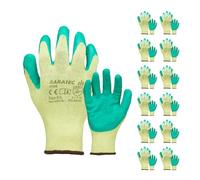 Baratec Pack of 12 Work Gloves, Latex Gloves, Gardening Gloves, Mens Womens, Waterproof Latex Grip, Safety Gloves, Working Gloves, Heavy Duty Gloves, Builders, PPE, Protective Gloves - Size 9/L