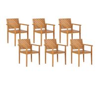 Set of 6 Garden Chairs BARATTI Acacia Wood Brown