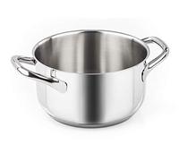 Barazzoni Chef Line Saucepan with 2 Handles, Diameter 20 cm, Capacity 3 Litres, Made in Italy, 18/10 Stainless Steel, Induction+Gas, Triple Base, PFAS Free, Silver