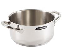 Barazzoni Chef Line Saucepan with 2 Handles, Diameter 24 cm, Capacity 4.7 Litres, Made in Italy, 18/10 Stainless Steel, Induction+Gas, Triple Base, PFAS Free, Silver