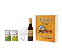 Barbadillo Manzanilla Pasada Sherry Gift Set: 375ml Bottle with Copita Glasses & Gourmet Olive Selection - A Taste of Spanish Elegance! (Pack of 6)